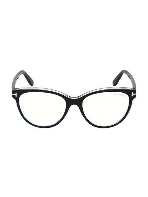 tom ford tom ford women s 54mm blue block square eyeglasses black editorialist