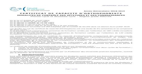 Pdf Certificat De Capacite Dorthophoniste · Avec Les Objectifs De La