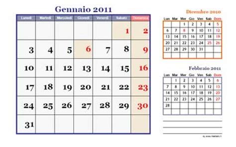 5 Calendari Mensili 2011 In Pdf Versione Stampabile