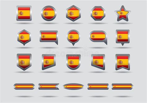Spain Flag Badge Set Vector Illustration Decorative Design Stock Vector Illustration Of Flags