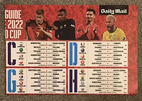Double Sided World Cup 2022 Wall Chart Daily Mail All Fixtures And Daily