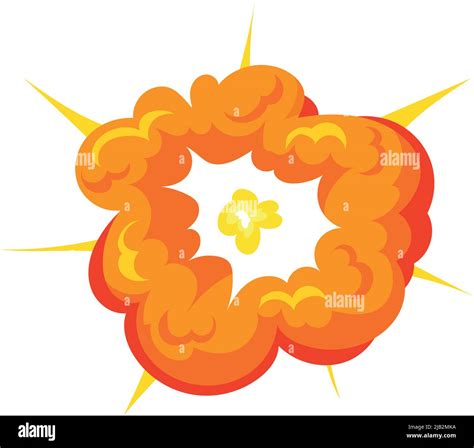 Comic Explosion Cartoon Fire Smoke Cloud Icon Isolated On White