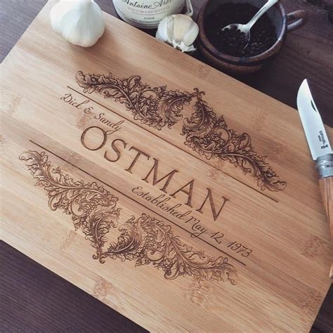 Custom Cutting Board Personalized Butcher Block Laser Engraved Wood