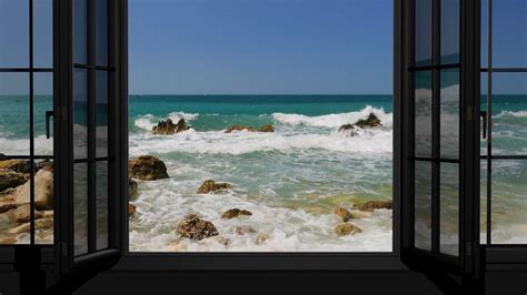 Looking Out Through Window At Sea In Summer Stock Motion Graphics Sbv