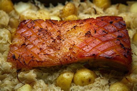 Slow Roasted Pork Belly With Sauerkraut Chrissie S Recipes