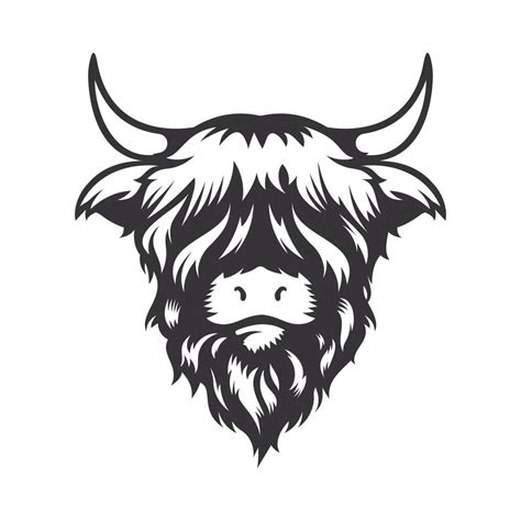 Highland Cow Head Design On White Background Cows Logos Or Icons