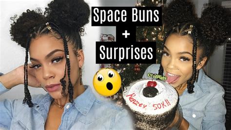 Braided Space Buns Curly Hairstyle More Youtube