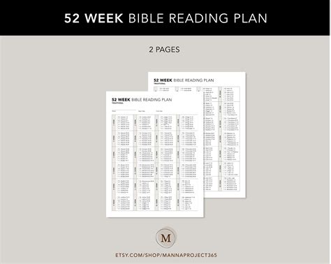 Traditional 52 Week Bible Reading Plan 52 Week Bible Reading By Book
