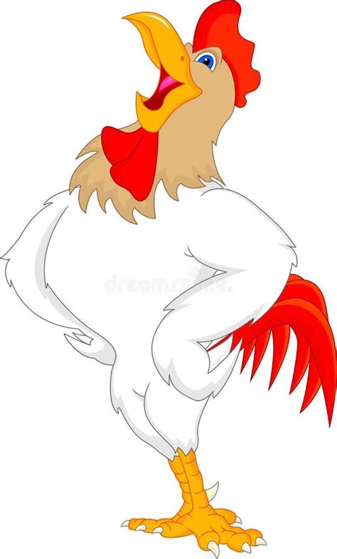 Cute Rooster Cartoon Presenting Stock Vector Illustration Of Feather