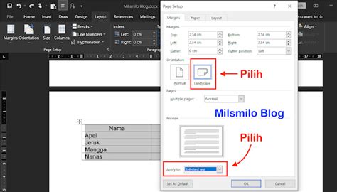 Cara Membuat Landscape Pada Halaman Portrait Word Milsmilo Blog