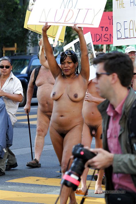 Nasty Ebony Granny Totally Nude In The Public Place Photo