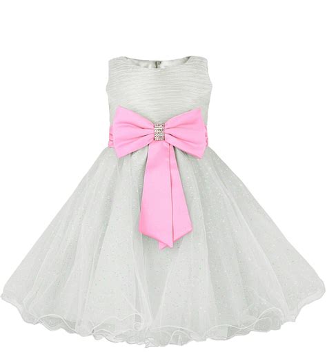Bow Dress Sleeveless White Pink First Avenue Fashions