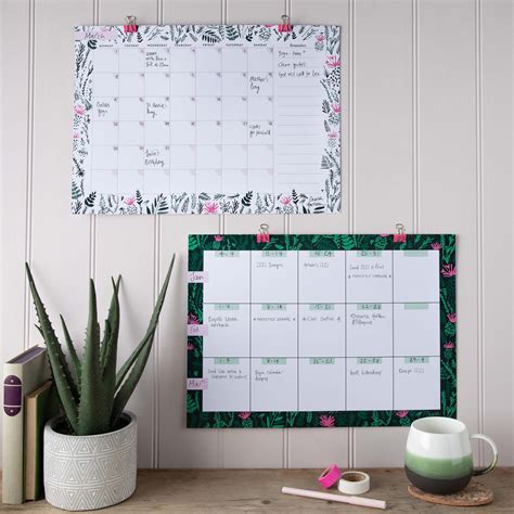 A3 Monthly Wall Planner Illustrative Homewares By Cherith Harrison
