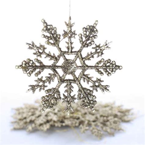 Gold Glitter Snowflake Ornaments Snow Snowflakes Glitter