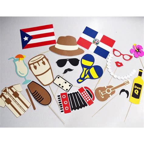 Cuban Props On A Stick Havana Nights Party Props Cuba Photobooth Props Caribbean Photo Booth