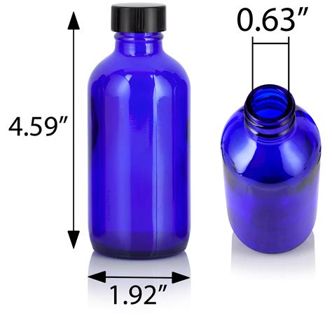 Cobalt Blue Glass Boston Round Bottle With Airtight Phenolic Cap 12 Pack