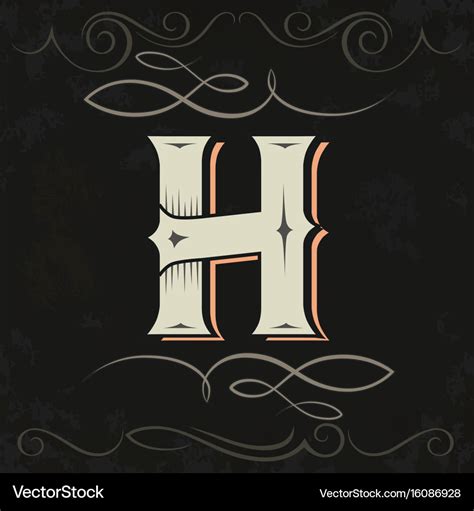 Retro Style Western Letter Design Letter H Vector Image
