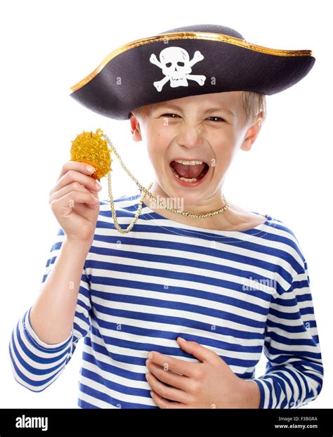 Close Up Portrait Of Angry Pirate Shouting Isolated On White