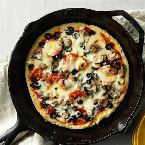 Cheese And Mushroom Skillet Pizza Recipe Taste Of Home