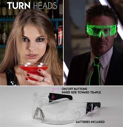 neon nightlife led light up glasses blue cyberpunk goggles rezz visor robocop futuristic