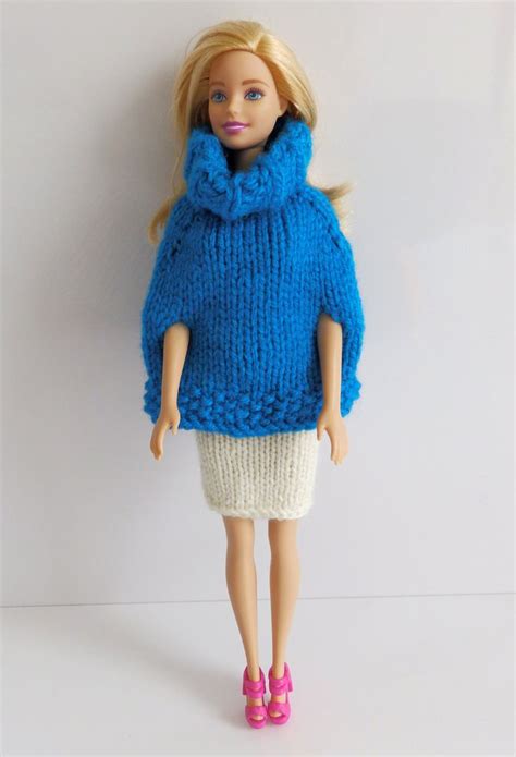 Knitting Pattern Pdf Barbie Look Barbie Poncho And Skirt Etsy In 2021 Barbie Clothes Barbie