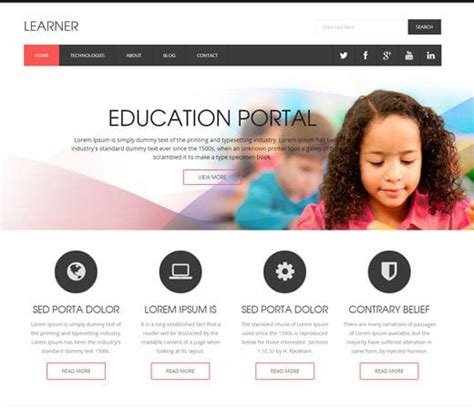 Simply download and start making your dream website. Learner a Educational Flat Responsive web template by ...