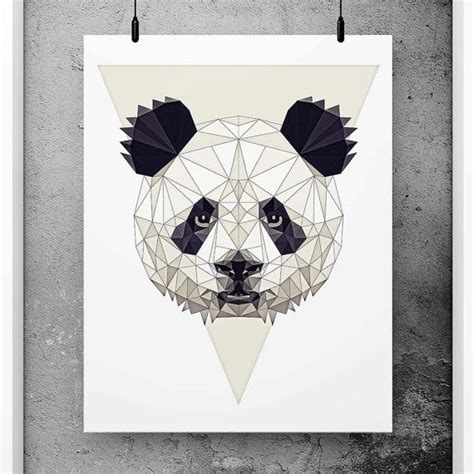 Panda Poster Geometric Art Black And White Wall Decor By Pfposters