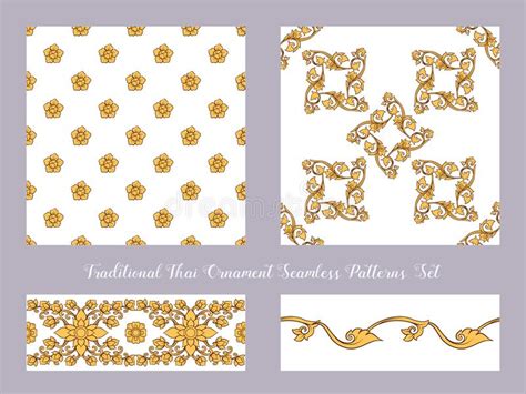 Set Of Seamless Pattern With Color Decorative Elements Of Traditional