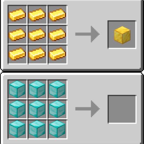 Minecraft Gold Ingots Make A Block Of Gold Diamond Block Make