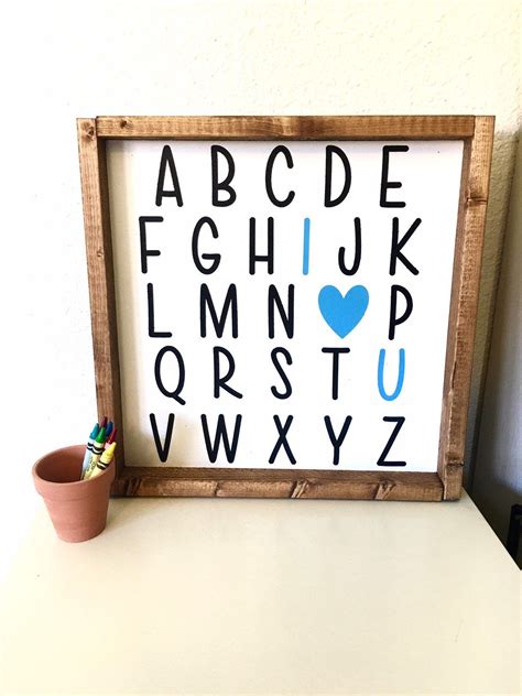 Alphabet Wood Sign I Love You Wood Sign Nursery Decor Unisex Baby