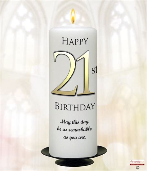 Naturally Irish 21st Birthday Delight Gold 9inch Candle Whiteivory