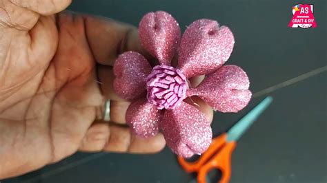 How To Make Foam Flowers Foam Sheet Craft Ideas Heart Leaf Flower