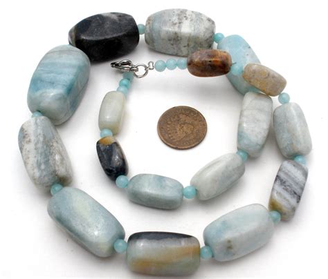 Chunky Blue Lace Agate Bead Necklace 19 The Jewelry Ladys Store