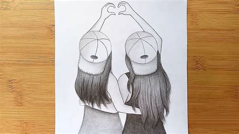 Best Friend Drawing How To Draw Best Friend With Pencil Sketch