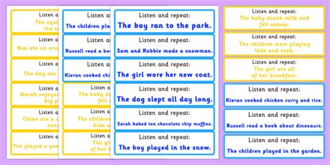 Listen And Repeat And Word Sentence Cards Twinkl