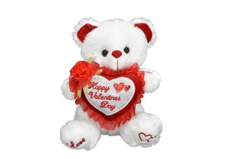 Valentines Day White Teddy Bear Plush