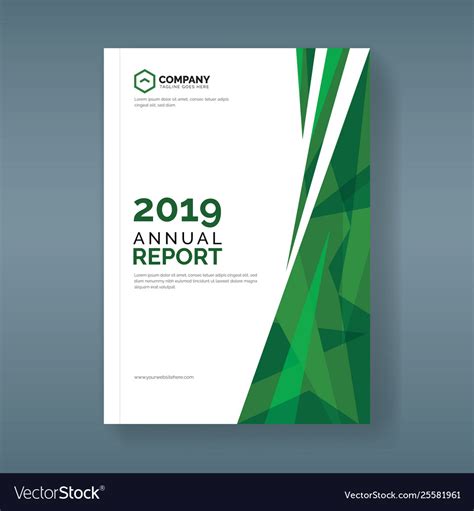Annual Report Template With Abstract Green Vector Image