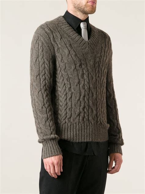 Tom Ford Cable Knit Sweater In Brown For Men Lyst