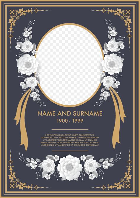 Funeral Card Templates With Flowers Paper Cut Vector Art At