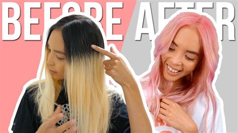 Diy Bleaching Regrowth Dying Hair Pink Youtube