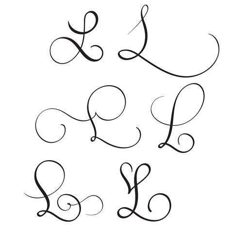 Download The Set Of Art Calligraphy Letter L With Flourish Of Vintage
