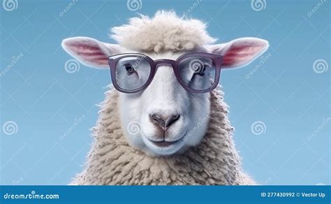 Funny Sheep Wearing Sunglasses Generative Ai Stock Illustration