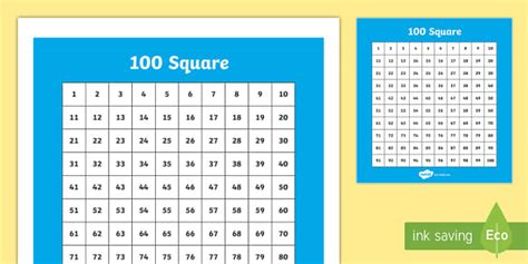 Hundred Number Square Times Tables Chart To 100 Maths