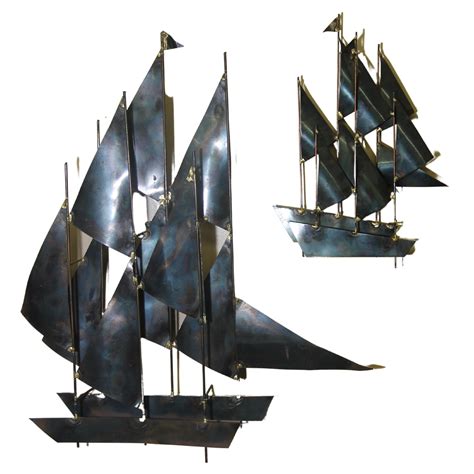 C Jere Sailboat Metal Wall Art Sculpture At 1stdibs Curtis Jere Sailboat Wall Sculpture C