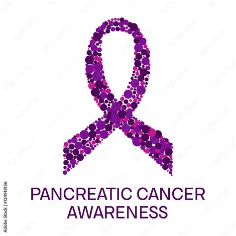 Pancreatic Cancer Awareness Poster Purple Ribbon Made Of Dots On White