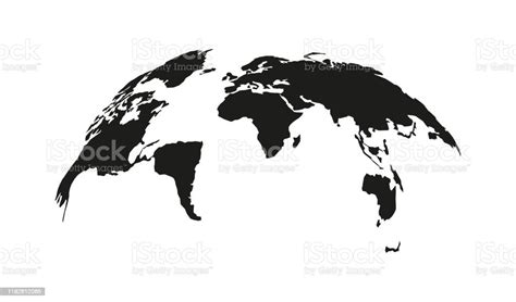 Curved Map Of The World In Black Vector Stock Illustration Download