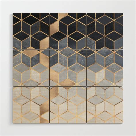 Buy Soft Blue Gradient Cubes Wood Wall Art By Elisabethfredriksson