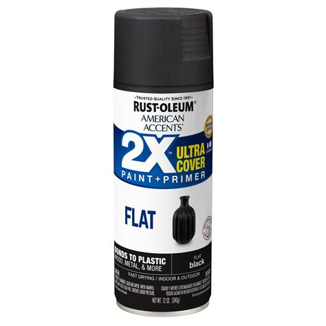 Black Rust Oleum American Accents 2x Ultra Cover Flat Spray Paint 12