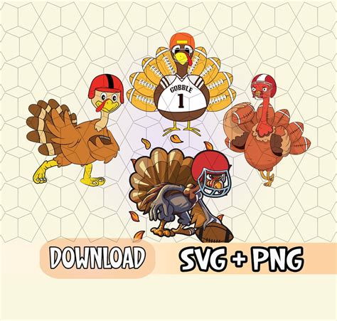 Thanksgiving Football Turkey Svg Bundle Instant Download Now Etsy