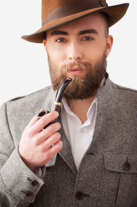 Man With A Smoking Pipe Stock Image Image Of Pipe Satisfaction